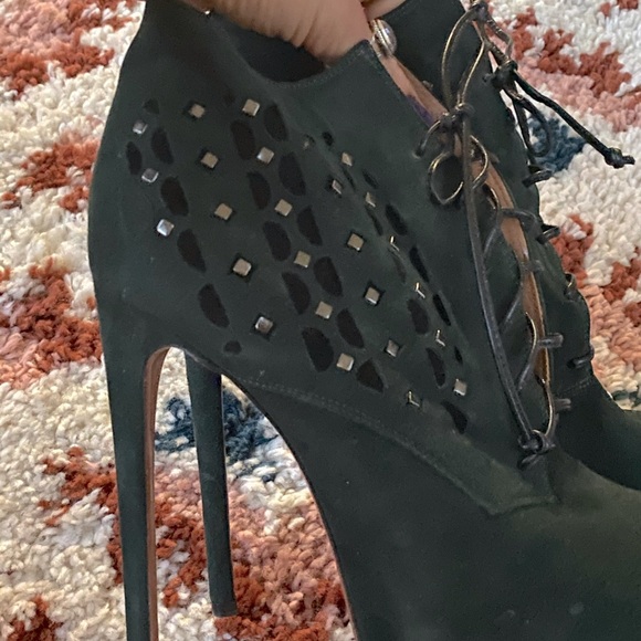 Alaia dark green suede stiletto booties - Picture 2 of 6